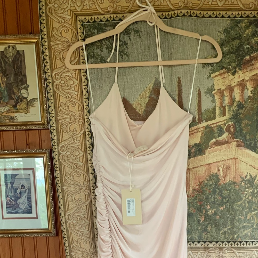 NWT Meshki midi halter slit dress size XS